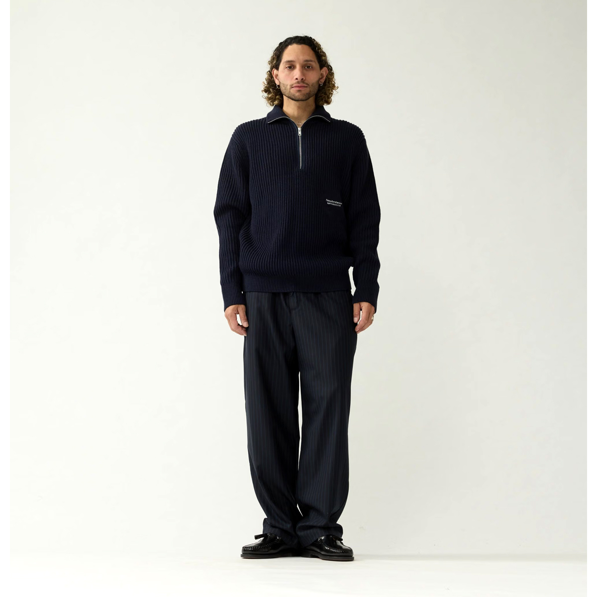 Half Zip Stricksweater - Blue