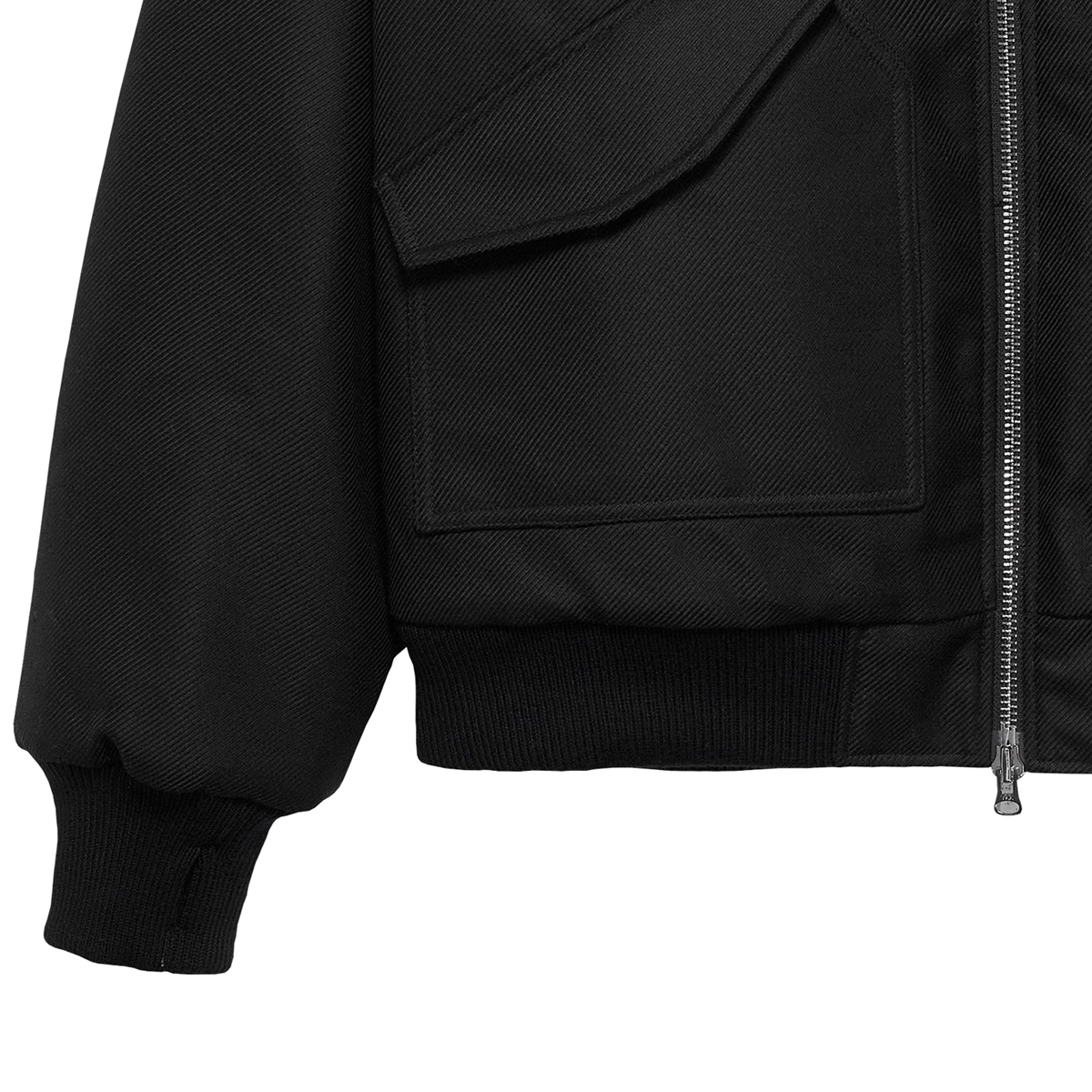 Wool Bomber Jacket- Black