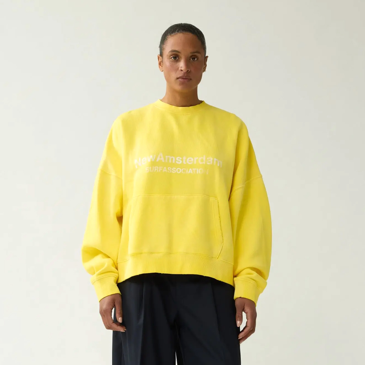 Worked Logo Crewneck Sweatshirt - Yellow