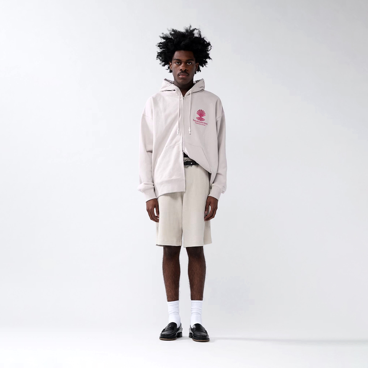Logo Zip Hoodie - Relaxed Fit - Pebble Magenta