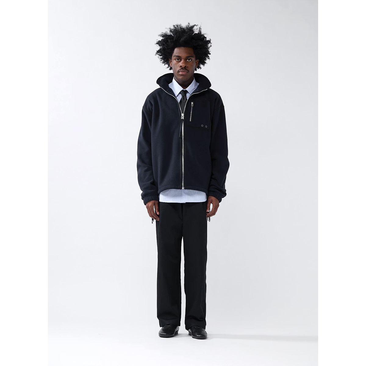 Fleece Zip Up Sweatshirt - Regular Fit - Night Blue