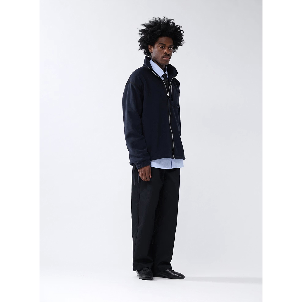 Fleece Zip Up Sweatshirt - Regular Fit - Night Blue