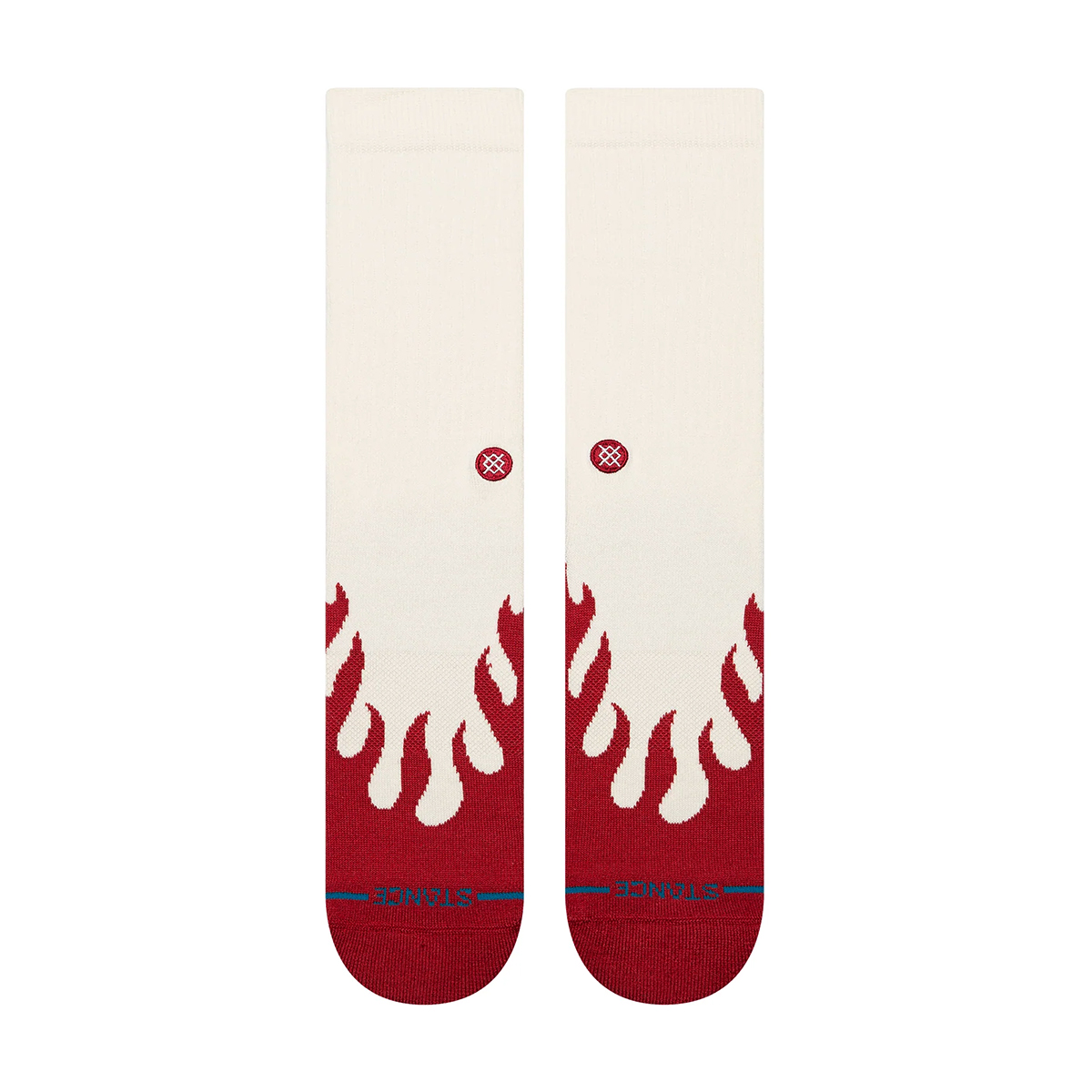 Heating Up Crew Socks - Cream Red