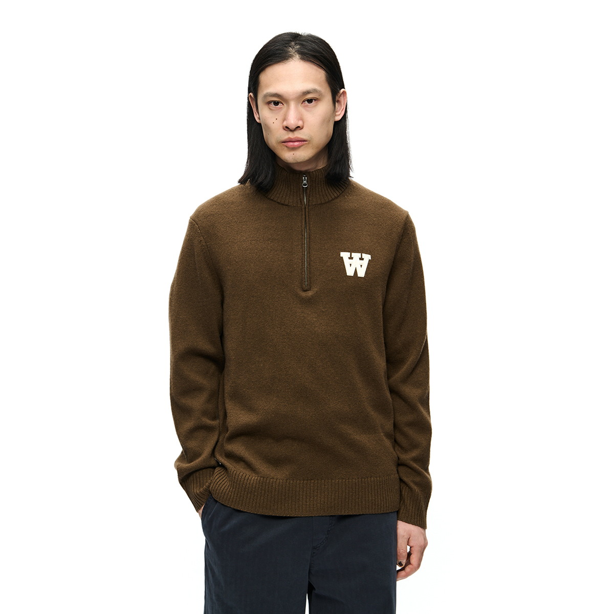 Tay Halfzip Stricksweatshirt - Brown
