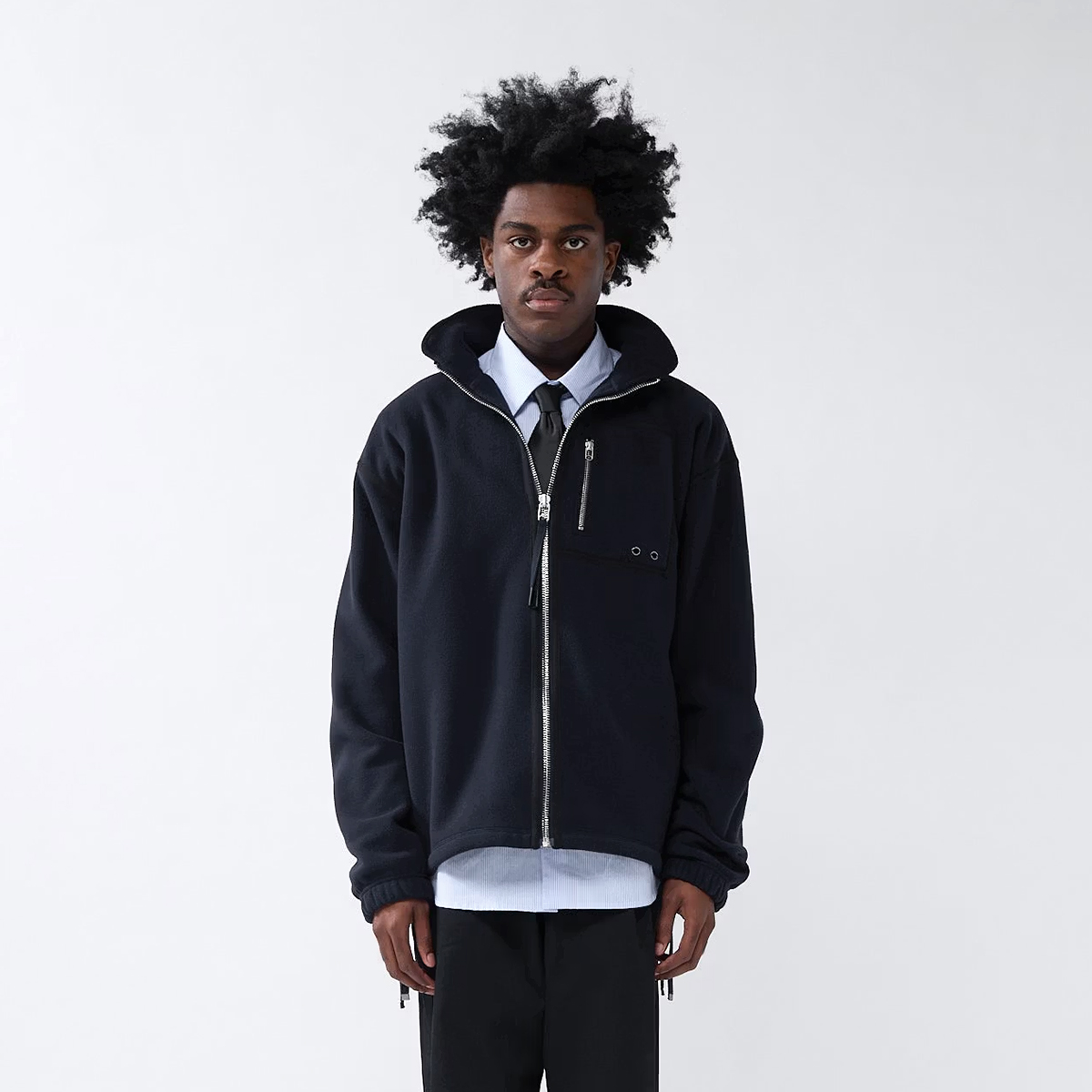 Fleece Zip Up Sweatshirt - Regular Fit - Night Blue