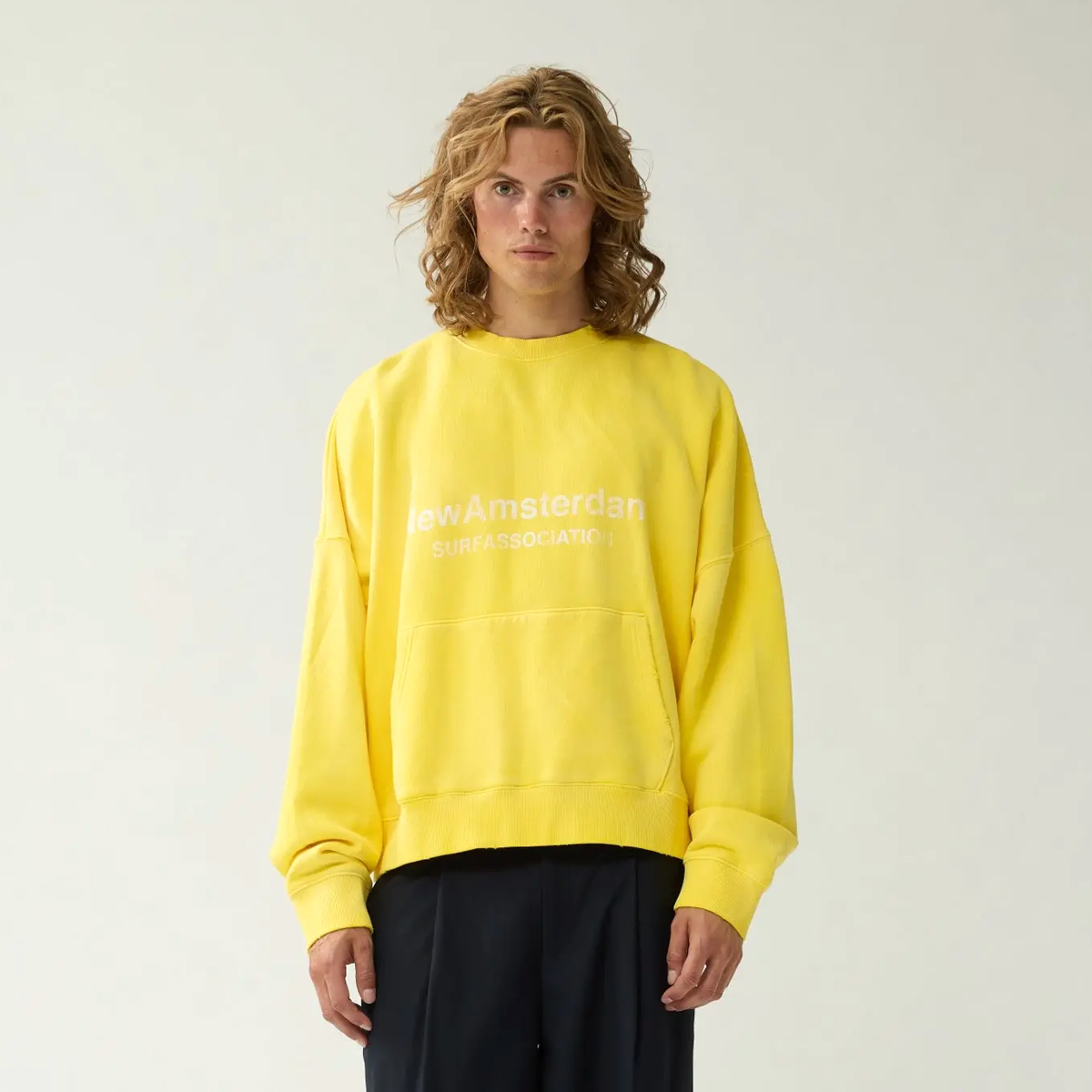 Worked Logo Crewneck Sweatshirt - Yellow