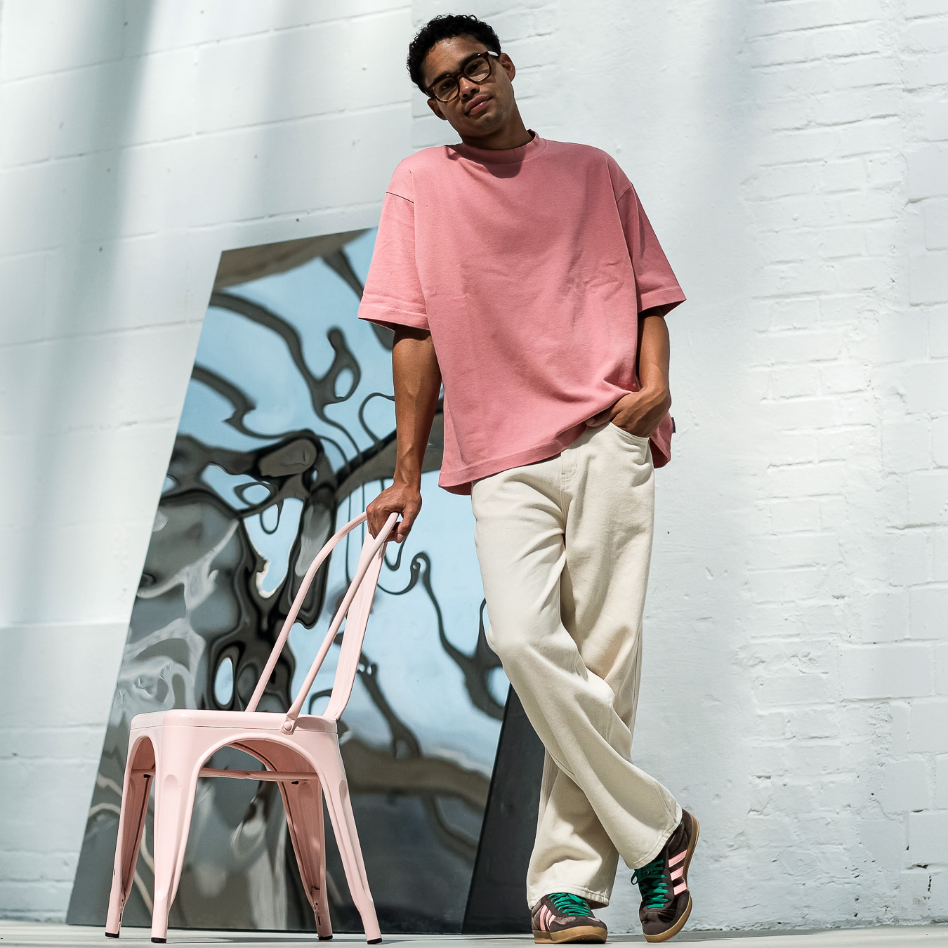 Heavy Oversize T-Shirt - Faded Pink Washed
