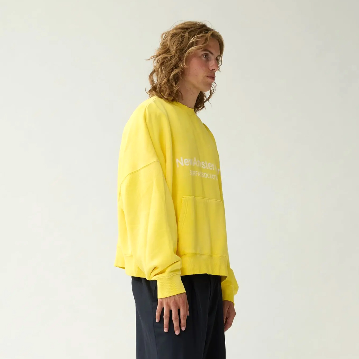 Worked Logo Crewneck Sweatshirt - Yellow