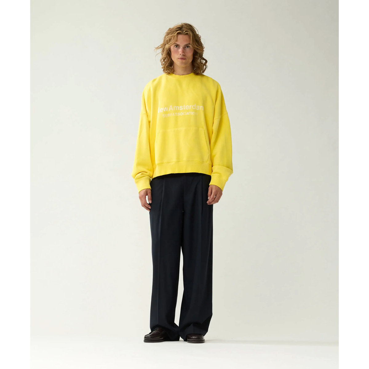 Worked Logo Crewneck Sweatshirt - Yellow