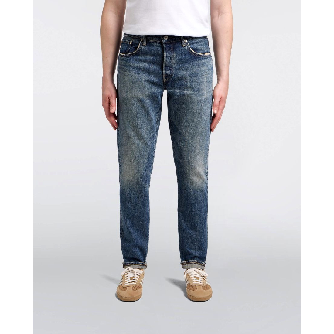 Regular Tapered Jeans - Red Selvage Denim - Blue Mid Dark Used