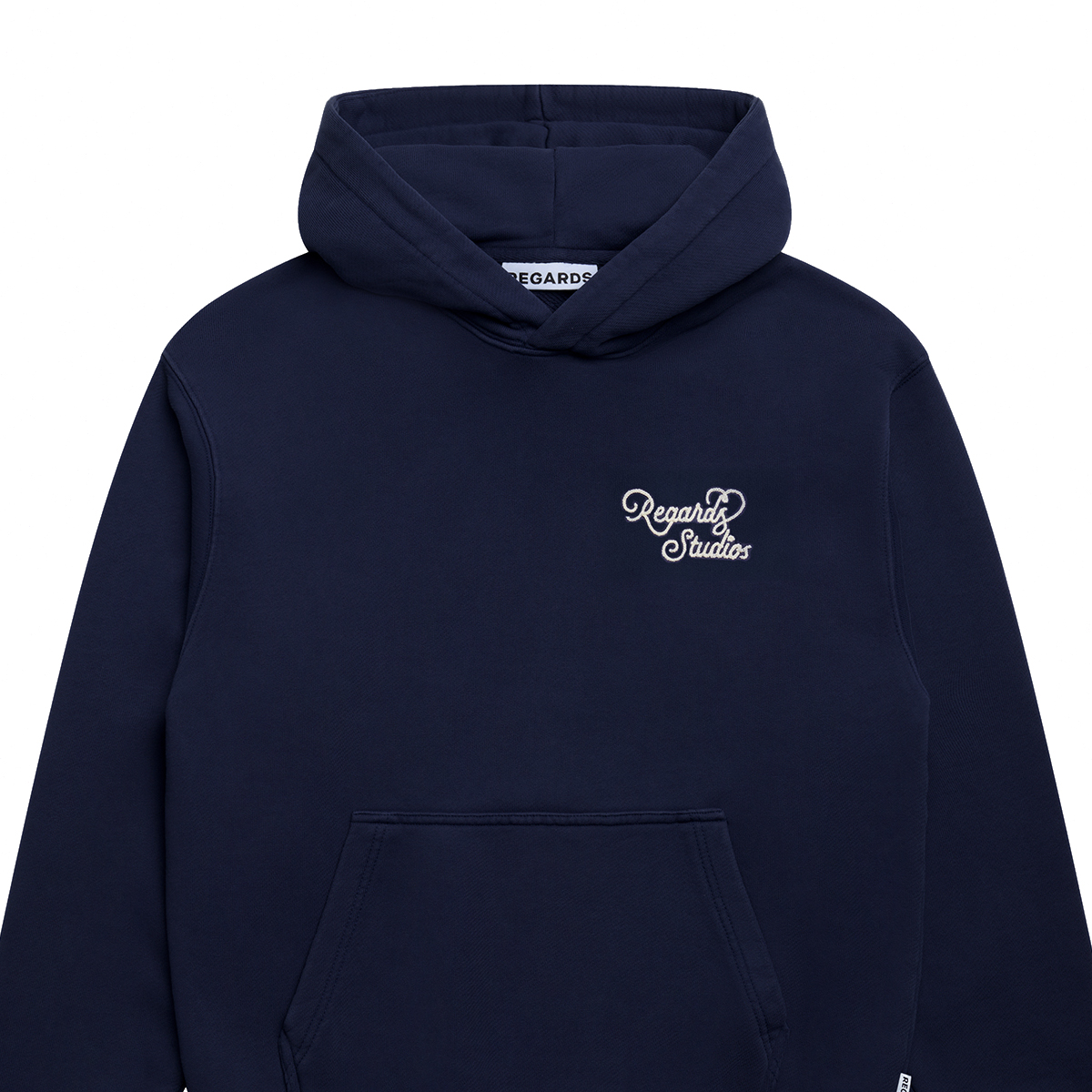 Heart Icon Chainstitch - Relaxed Loopback Hoodie - Navy