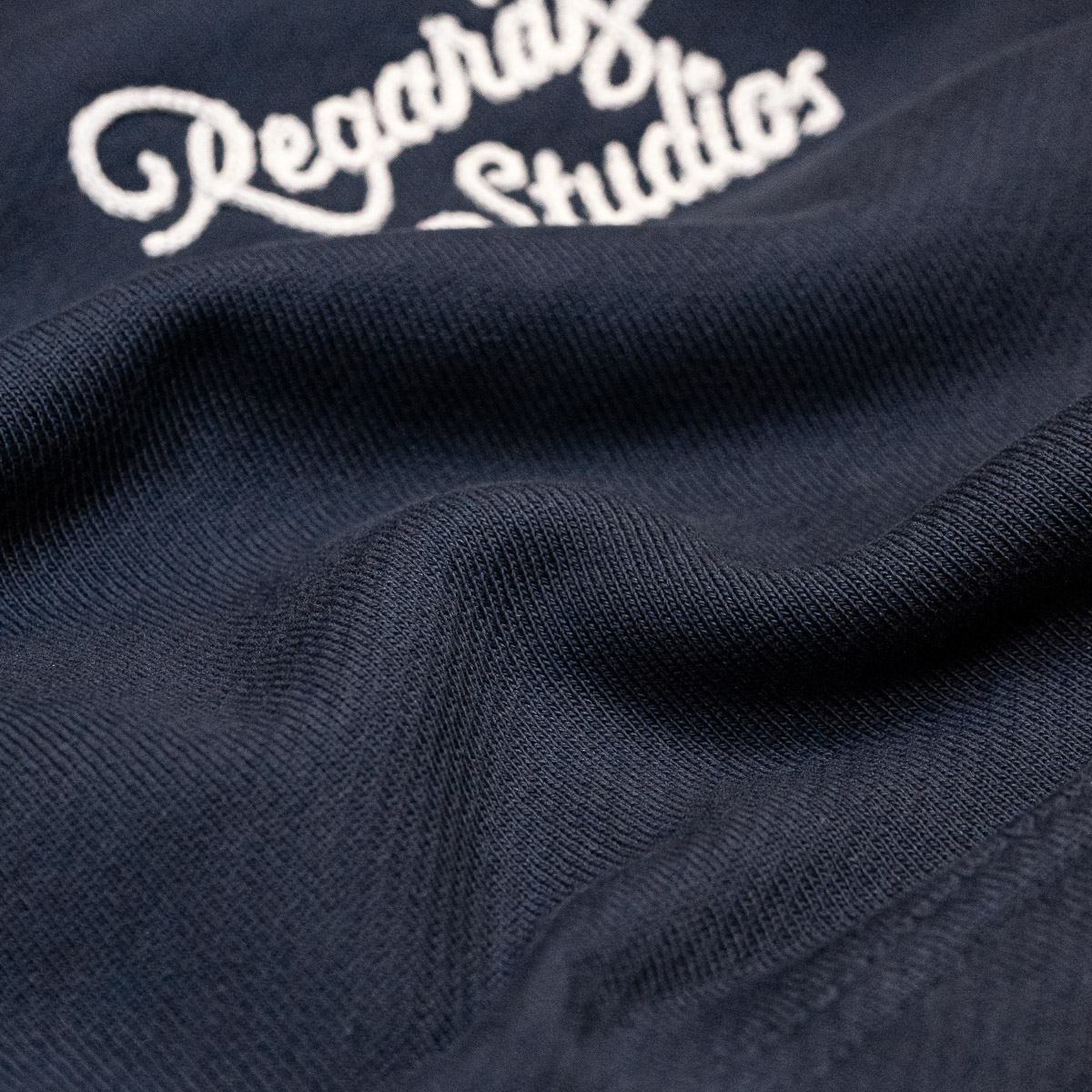 Heart Icon Chainstitch - Relaxed Loopback Hoodie - Navy