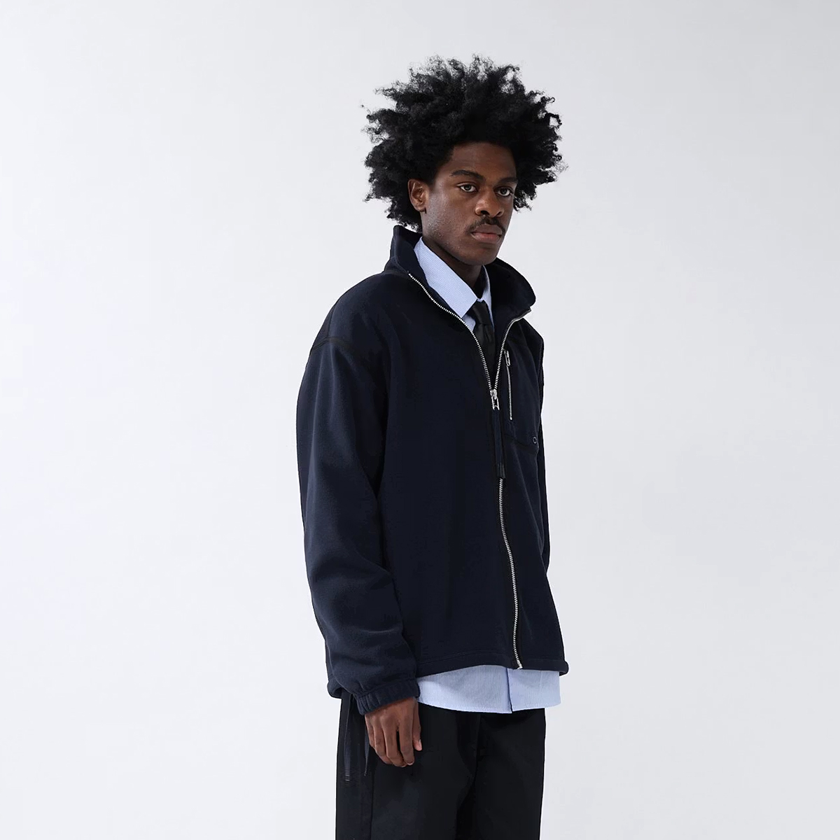 Fleece Zip Up Sweatshirt - Regular Fit - Night Blue