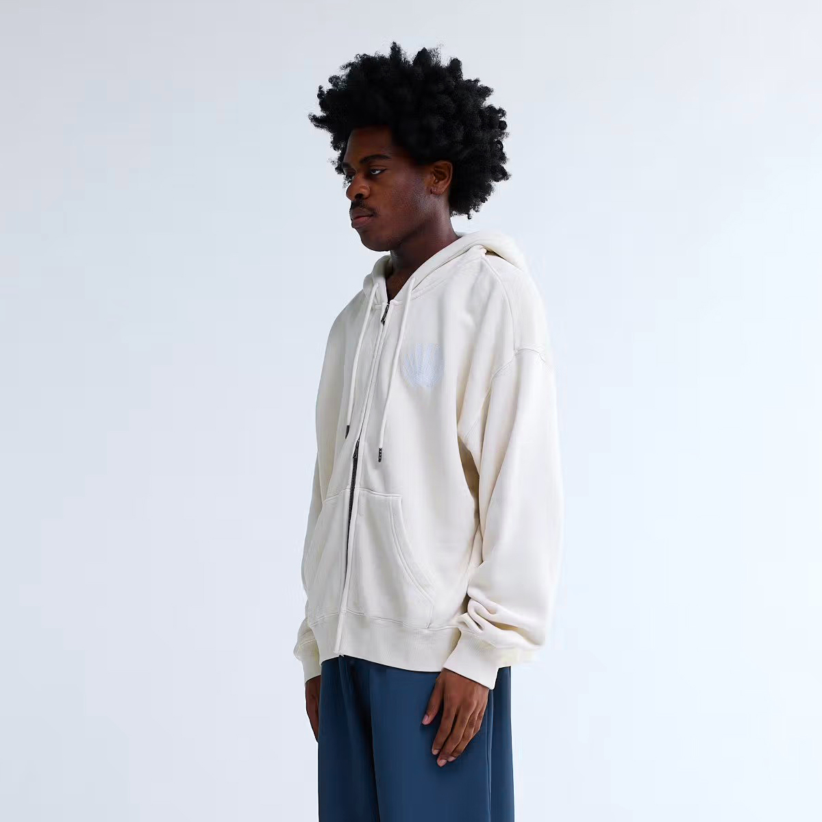 Logo Zip Hoodie - Ecru