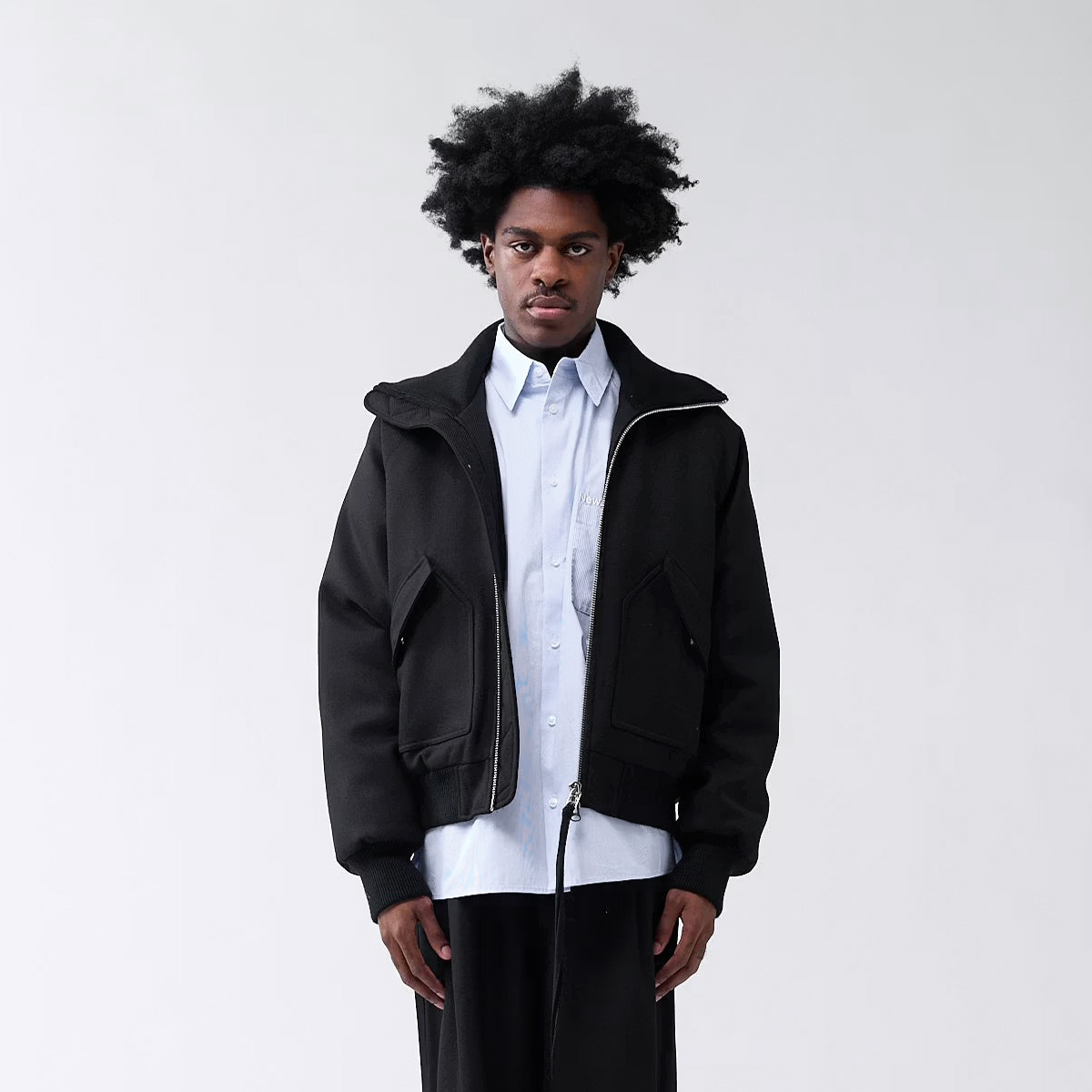 Wool Bomber Jacket- Black