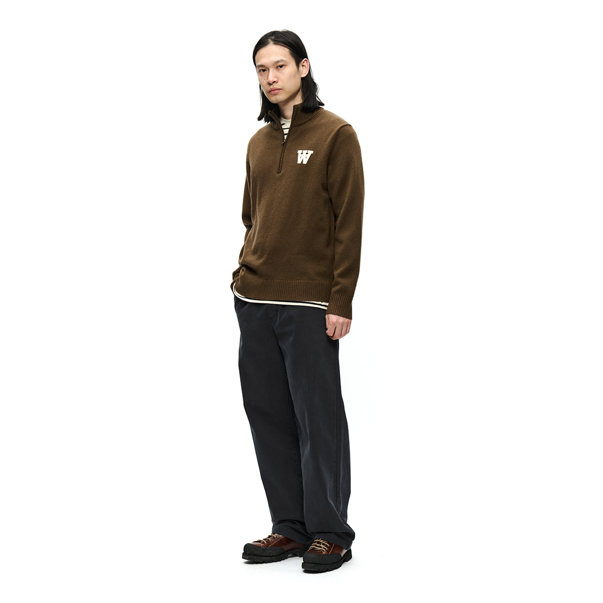 Tay Halfzip Stricksweatshirt - Brown