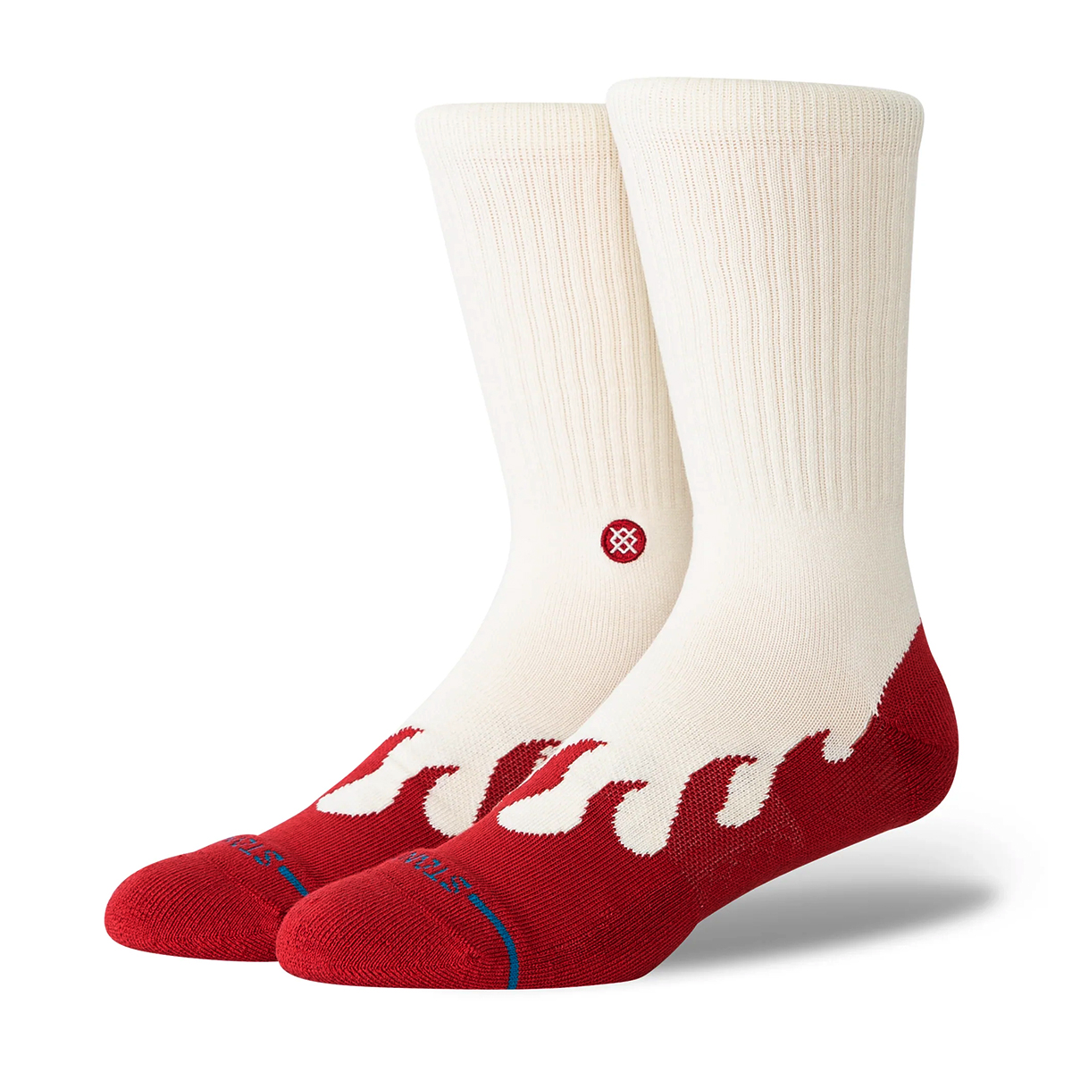 Heating Up Crew Socks - Cream Red