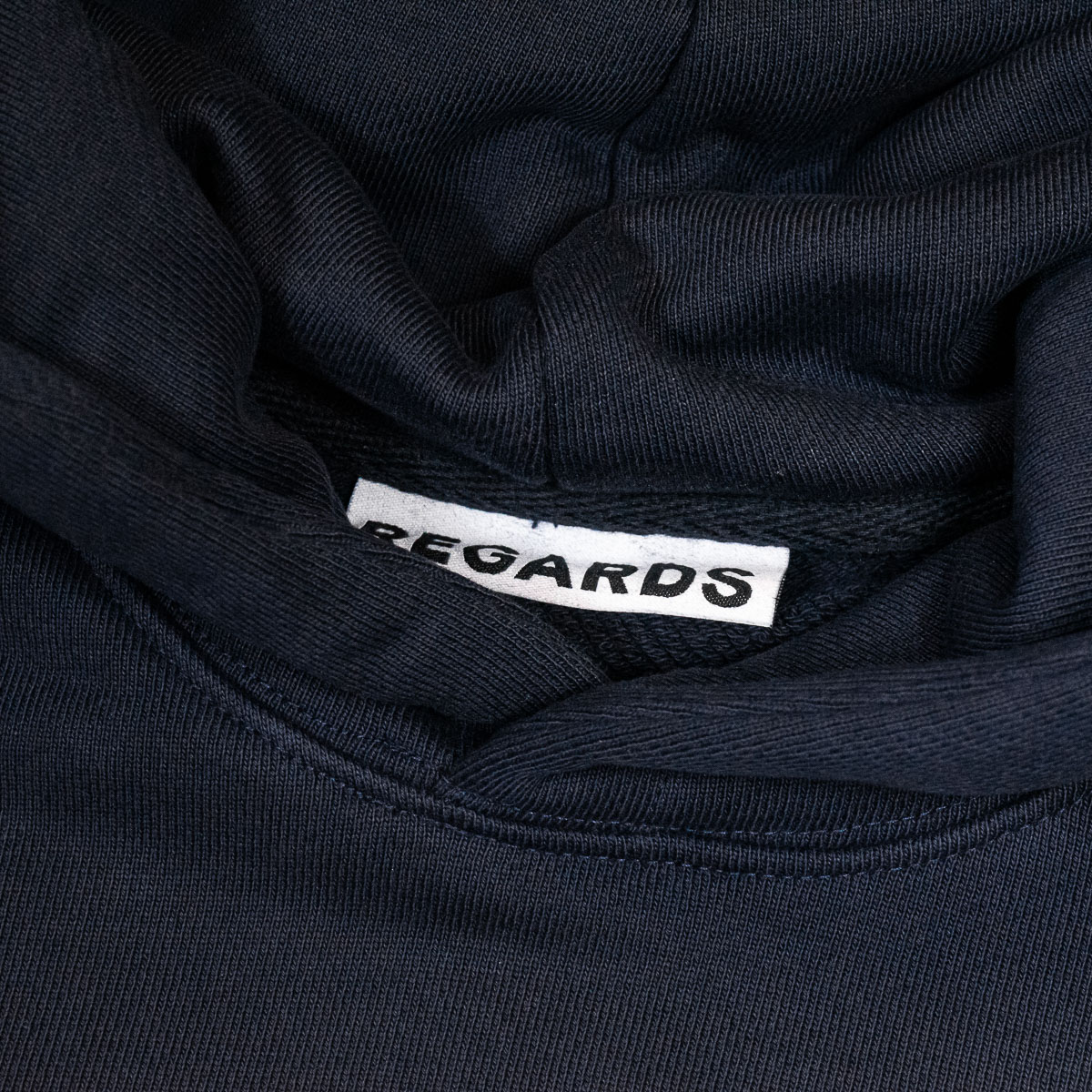 Heart Icon Chainstitch - Relaxed Loopback Hoodie - Navy