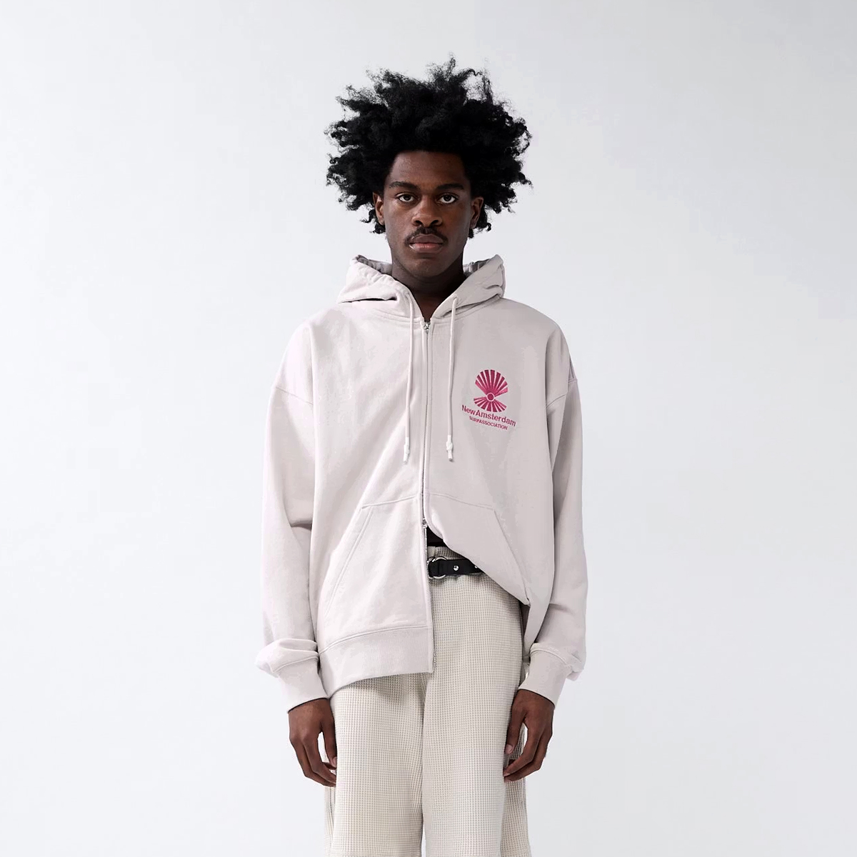 Logo Zip Hoodie - Relaxed Fit - Pebble Magenta