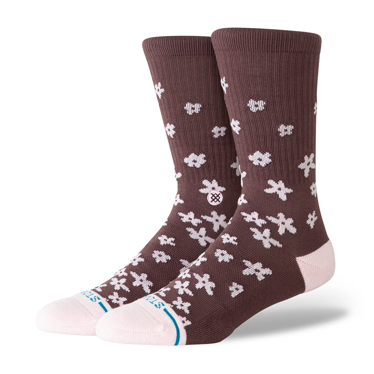 Floral Dreams Crew Socke - Brown