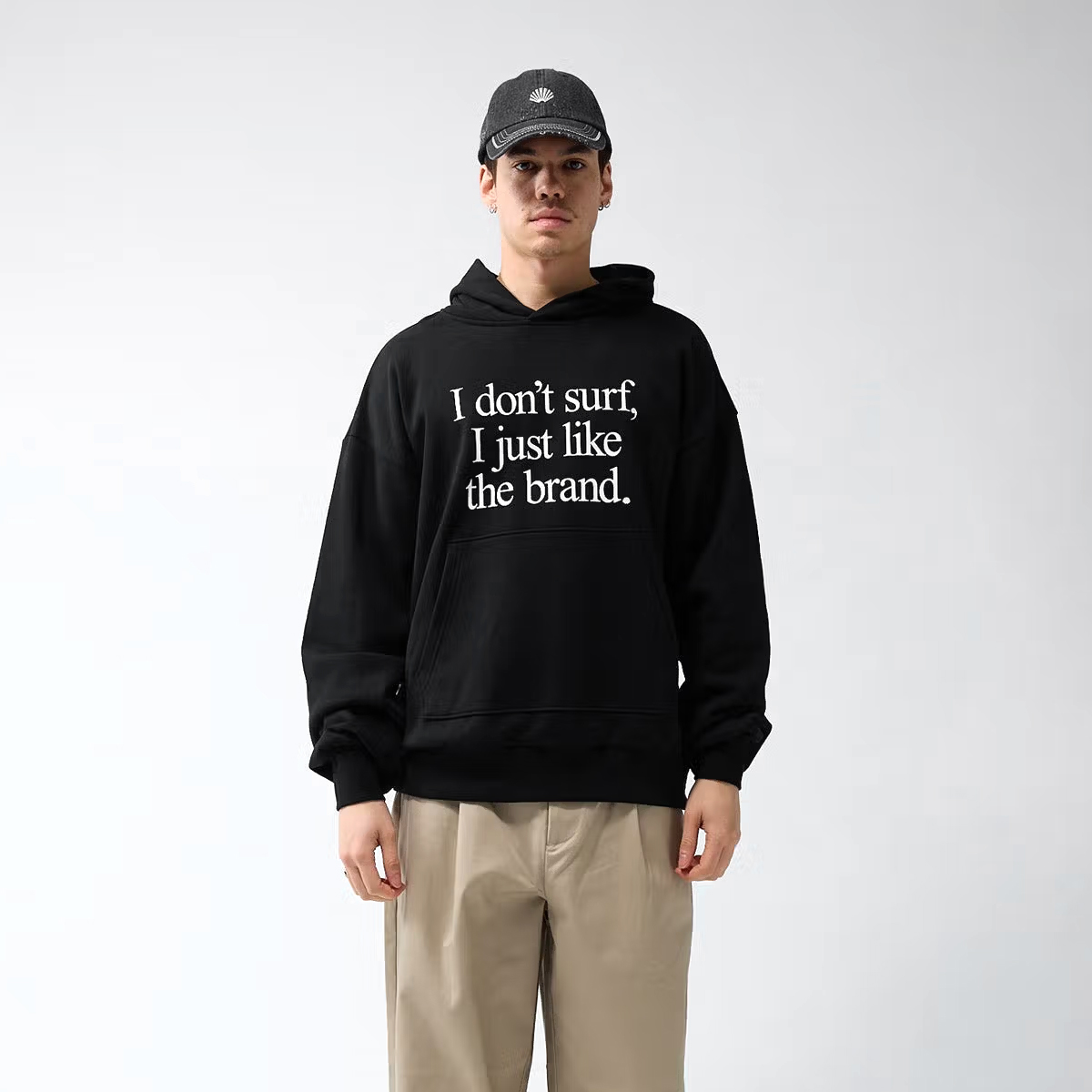 I Don't Surf Hoodie - Oversized - Black