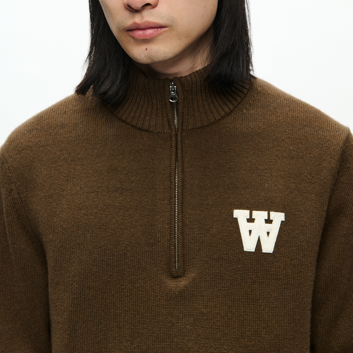 Tay Halfzip Stricksweatshirt - Brown